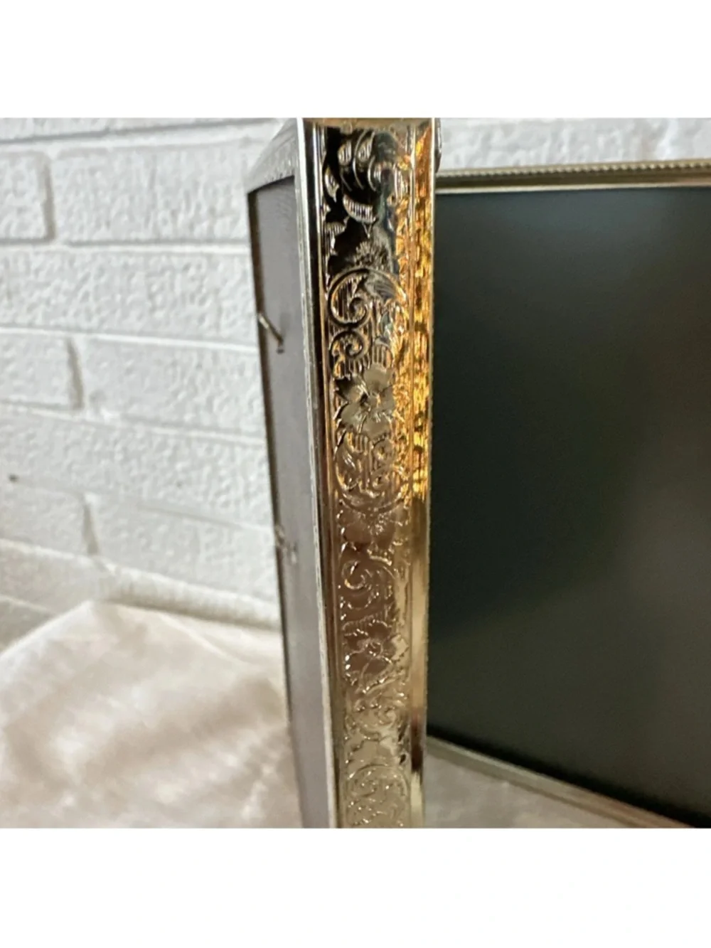 Vintage BI-FOLD ORNATE MCM Gold Metal Picture Frame 8x10